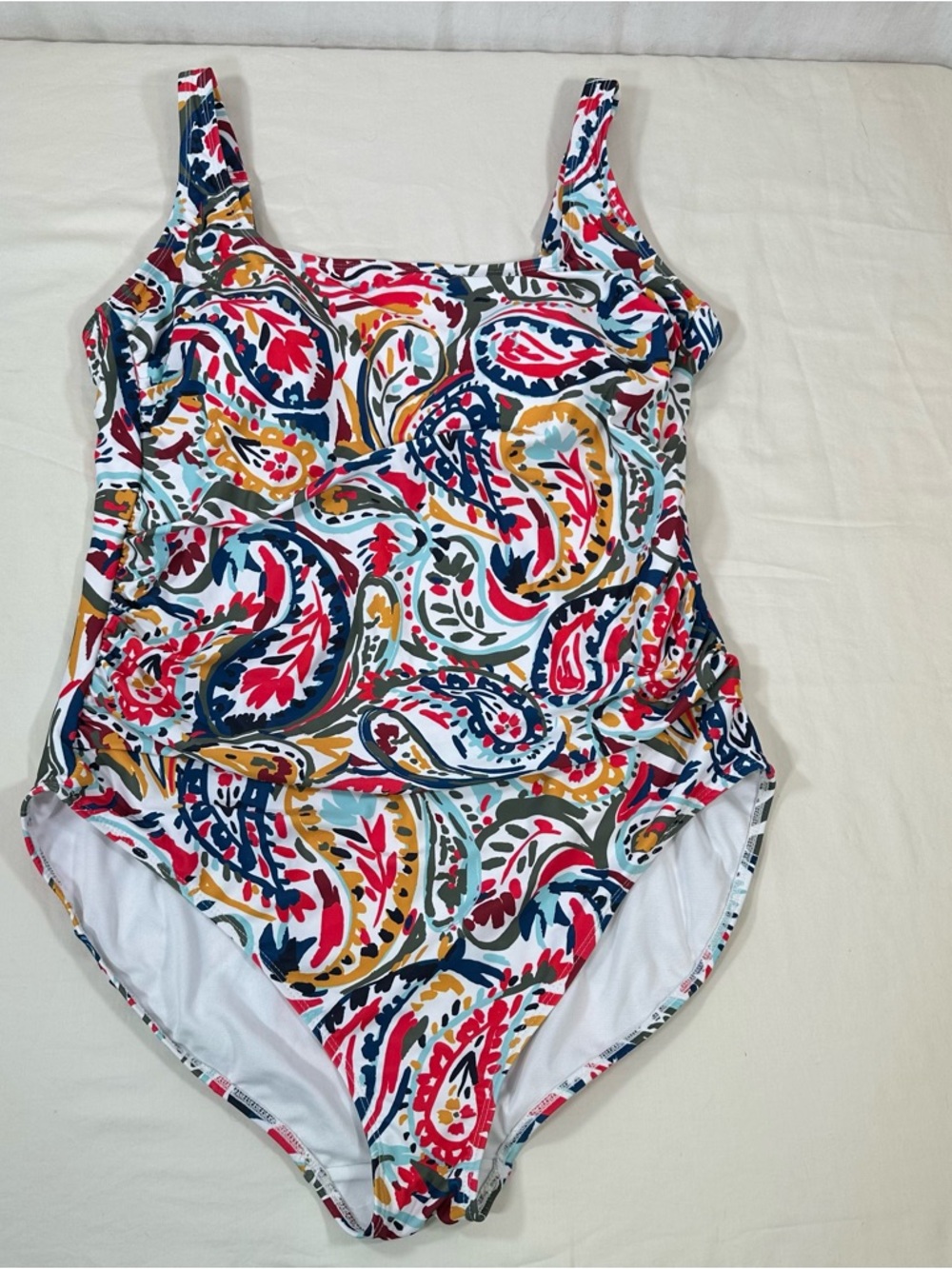 Anne Cole One Piece Sz 18W Square Neck Multicolored Paisley